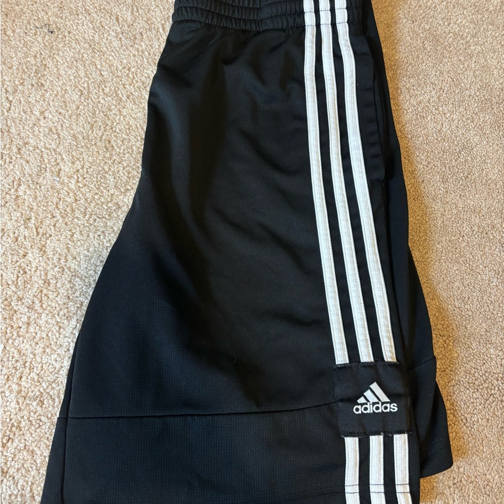 Adidas Boys Black Shorts with Triple White Stripes